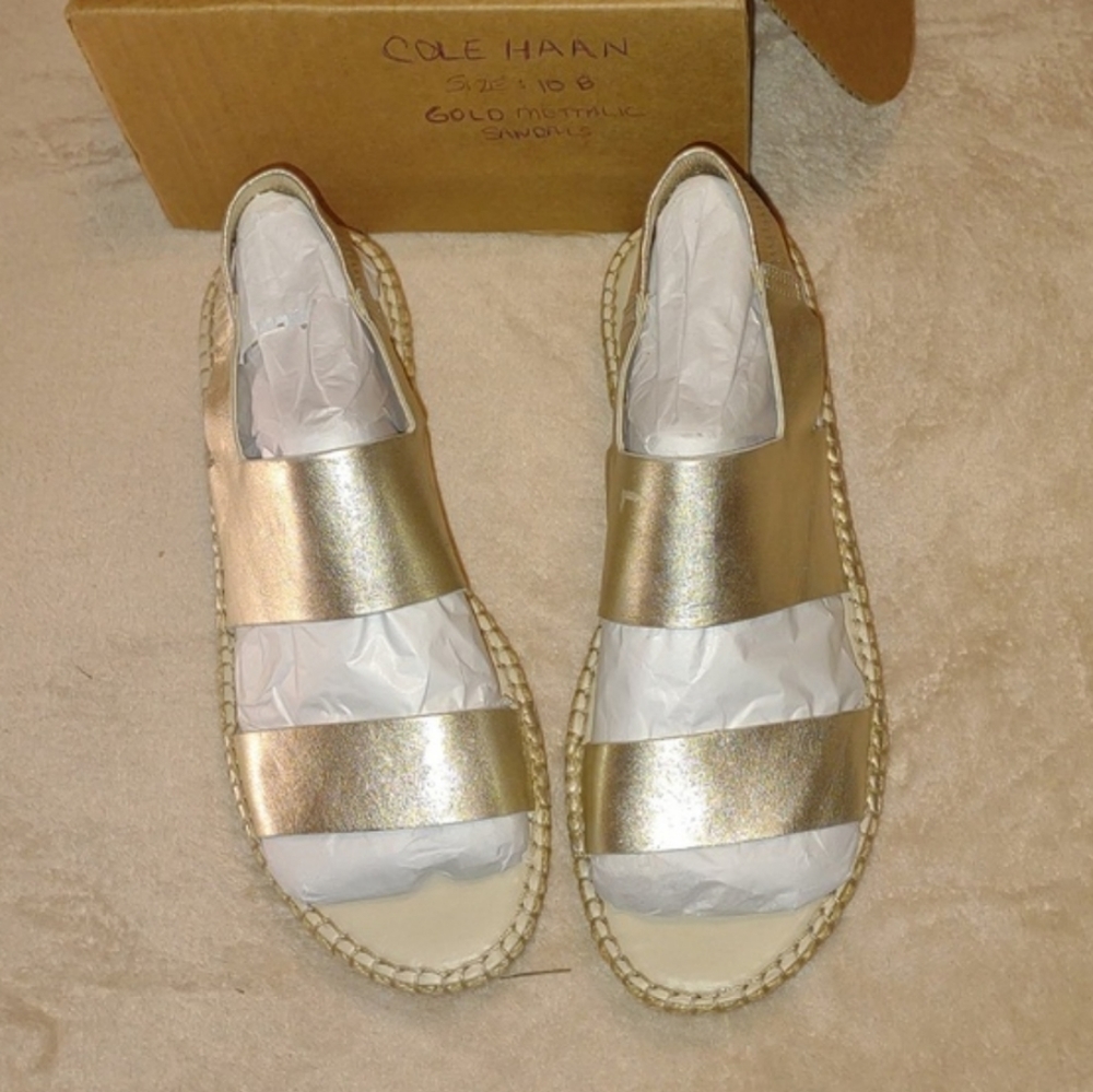 👣Cole Haan👣 Soft Gold Metallic  Cloudfeel Leather footwear - Picture 9 of 14